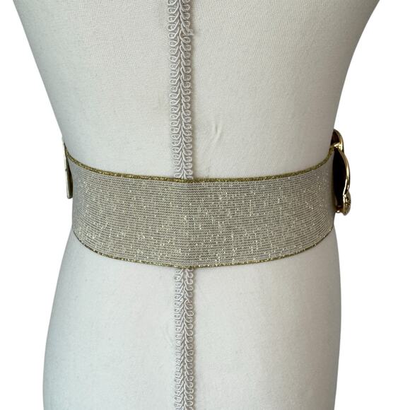 LILLY PULITZER Belt XS/S Elastic Stretch Large Gold Braided Decorative Buckle - Picture 3 of 11